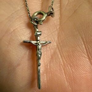 Delicate, sparkly sterling silver crucifix